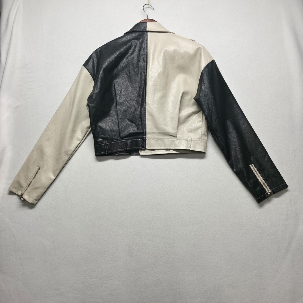 Bailey Rose Women's Colorblock Faux Leather Moto Jacket Size Medium - Picture 6 of 10
